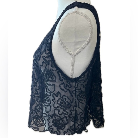 Free People Black ‘Rosette’ Mesh Sheer Tank - Picture 5 of 6